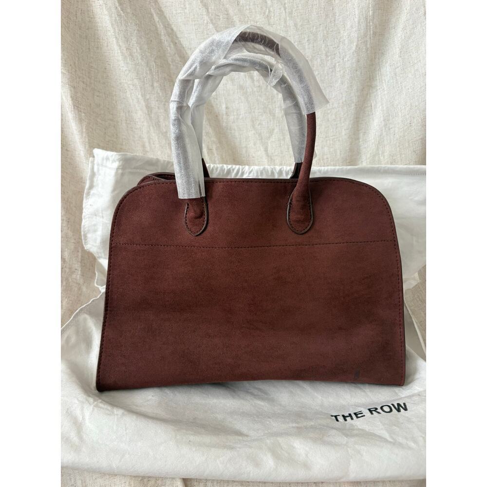 The Row Margaux Burgundy Suede Top Handle Bag